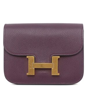エルメス HERMES 二つ折り財布 コンスタンス スリム ヴェルソ ウォレット エバーカラー カシス×ブルーロイヤル ゴールド金具 U 【中古】中古美品