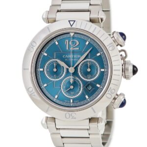 カルティエ Cartier パシャ ドゥ カルティエ WSPA0039 ダークシアン クロノグラフ デイト 逆回転防止ベゼル メンズ 腕時計自動巻き ブルー 【中古】