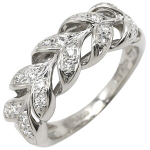 ミキモト MIKIMOTO リング 指輪 ダイヤモンド リング プラチナシルバー MIKIMOTO 0.24ct Pt950 PT リーフデザイン ツイスト 9号 【中古】