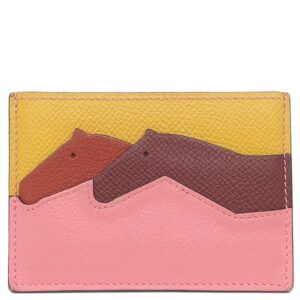 エルメス HERMES カードケース プティ シュヴォー オリゾンタル エバーカラー ヴォーエプソン ローズエテ×ルージュアッシュ×ブリック×ジョーヌアンプル 馬モチーフ D 【中古】中古品