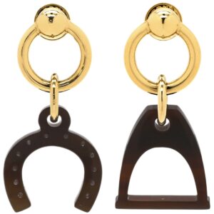 エルメス HERMES ピアス アミュレット エスケトル GP バッファローホーン ブラウン×ゴールド 馬蹄 鐙 【箱】 【中古】中古美品