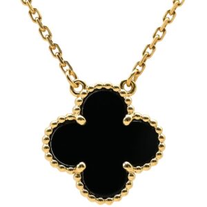 ヴァンクリーフアーペル Van Cleef & Arpels ネックレス ヴィンテージ アルハンブラ ペンダント ブラック×イエローゴールド 黒 750 18K オニキス VCARA45800 【保証書】 【中古】