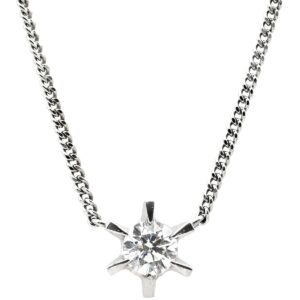 ネックレス ダイヤモンド 0.32ct ペンダント プラチナシルバー 1P 1石 1粒 ブリリアントカット プラチナ 【中古】中古美品