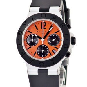 ブルガリ BVLGARI アルミニウム クロノグラフ AC38TA オレンジ ブラック デイト スモールセコンド メンズ 腕時計自動巻き オレンジ 【中古】