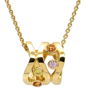 ミキモト MIKIMOTO ネックレス イエローダイヤ サファイア シトリン デザインネックレス マルチカラー×イエローゴールド MIKIMOTO 18K 18金 Au750 【中古】中古品