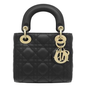 クリスチャン・ディオール Christian Dior 2WAYバッグ レディディオール ミニ レザー ブラック ゴールド金具 チェーンショルダー ハンドバッグ カナージュ 【箱】 【中古】新品同様品