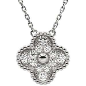 ヴァンクリーフアーペル Van Cleef & Arpels ネックレス ヴィンテージアルハンブラ ペンダント ホワイトゴールド Au750 K18 WG 12Pダイヤ VCARA46100 【箱】 【中古】中古美品