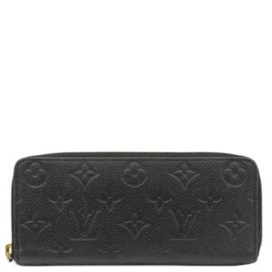 【★3％OFFクーポン】ルイヴィトン LOUIS VUITTON 長財布 ポルトフォイユ クレマンス モノグラムアンプラント ノワール ゴールド金具 黒 ラウンドファスナー M60171 SP2189 【保存袋】 【中古】中古品