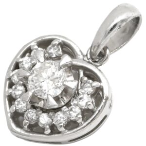 ペンダントトップ プラチナム ダイヤ 0.42ct プラチナシルバー 1P 1石 1粒 Pt900 ハートモチーフ 【中古】中古品