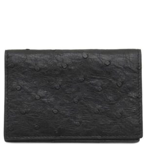 ダンヒル dunhill 名刺入れ カードケース オーストリッチ ブラック カード入れ パスケース 定期入れ 黒 【中古】