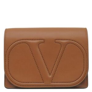 ヴァレンティノ VALENTINO ショルダーバッグ Vロゴ チェーン ショルダー レザー ブラウン ゴールド金具 茶 チェーンバッグ 【中古】中古美品