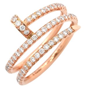 カルティエ Cartier リング 指輪 ジュストアンクル ダブル セミパヴェ ピンクゴールド #53(JP13) ダイヤ 18K 750 PG 13号 B4210900 【修理証明書】 【中古】