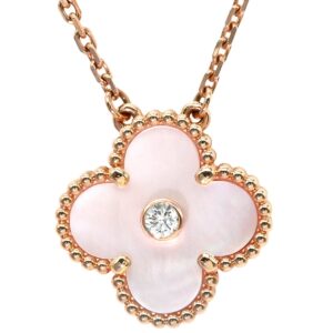 ヴァンクリーフアーペル Van Cleef & Arpels ネックレス ヴィンテージ アルハンブラ ピンクXローズゴールド 2025年ホリデー限定 ピンクシェル 1Pダイヤ 18K VCARPMOP00 【保証書】 【中古】新品同様品