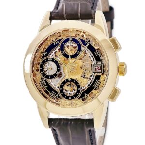 オメガ OMEGA ルイ ブラン ドゥルクス クロノグラフ 178.0503 K18YG無垢 スケルトン 青 ローマン デイト メンズ 腕時計自動巻き ゴールド 【中古】中古美品