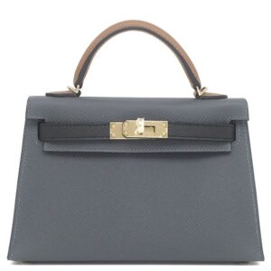 エルメス HERMES 2WAYバッグ ミニケリードゥ 外縫い ヴォーエプソン グリミスティ×ブラック×アルザン シャンパンゴールド金具 ショルダー トリコロール W 【箱】 【中古】未使用保管品