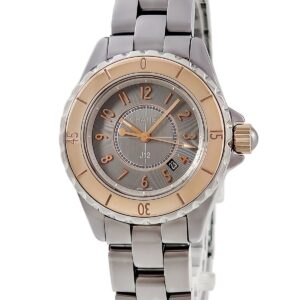 シャネル CHANEL J12 クロマティック H4197 K18PG×チタンセラミック コンビ デイト 逆回転防止ベゼル レディース 腕時計クオーツ グレー 【中古】