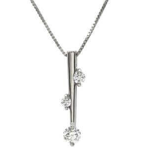 ラザール ダイヤモンド LAZARE DIAMOND ネックレス トリロジー ダイヤモンド VS1 プラチナシルバー Pt950 プラチナ 3P 3石 3粒 バーデザイン 【中古】中古品