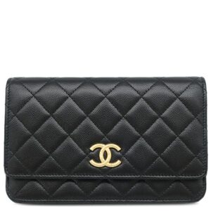 シャネル CHANEL チェーンウォレット マトラッセ チェーンウォレット レザー キャビアスキン ブラック ゴールド金具 黒 ココマーク ヴィンテージ金具 ランダムシリアル 【箱】 【中古】