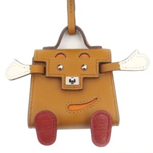 エルメス HERMES バッグチャーム ビジュードサック ケリードール レザー タデラクト ナチュラルサブレ×オレンジ×ナタ×ブリック シルバー金具 茶 Z 【中古】