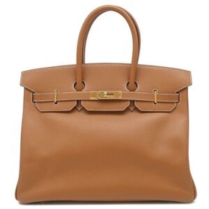エルメス HERMES ハンドバッグ バーキン35 ヴォーエプソン ゴールド ゴールド金具 茶 □H刻印 【保存袋】 【中古】