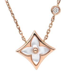 ルイヴィトン LOUIS VUITTON ネックレス パンダンティフ スター ブロッサム BB ピンクゴールド ペンダント K18 シェル ホワイト ダイヤ 1粒 1P 【箱】 【中古】