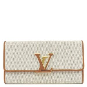 【★3％OFFクーポン】ルイヴィトン LOUIS VUITTON 長財布 ポルトフォイユ カプシーヌ キャンバス レザー ベージュ×ブラウン ゴールド金具 茶 M80303 RFID 【保存袋】 【中古】中古美品