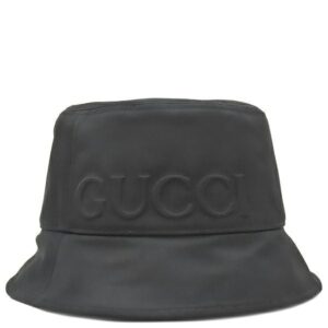 グッチ GUCCI ハット ロゴ付き ナイロン バケットハット ナイロン ブラック L 黒 813534 【保存袋】 【中古】未使用保管品