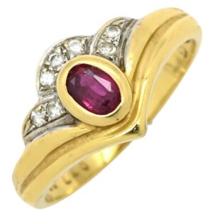 リング 指輪 ルビー ダイヤ リング イエローゴールド Au750 18K 18KT レッド 赤 13号 【中古】中古品