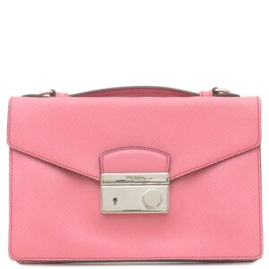 プラダ PRADA 2WAYバッグ サフィアーノ ベルニック レザー サフィアーノ サッチェルピンク シルバー金具 ハンド ショルダーバッグ 【中古】