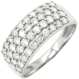 【SALE】 リング 指輪 ダイヤモンド 1.0ct プラチナシルバー Pt900 パヴェ メレダイヤ 4列 4連 4ライン 幅広 ボリュームリング 12号 【中古】