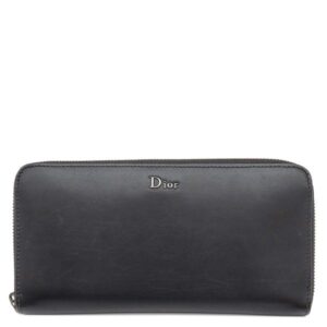 クリスチャン・ディオール Christian Dior 長財布 ジッピーウォレット レザー ブラック シルバー金具 黒 ロゴ ラウンドジップ 2UFBC011XLA 【箱】 【中古】中古品
