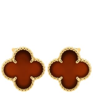 ヴァンクリーフアーペル Van Cleef & Arpels ピアス ヴィンテージ アルハンブラ 赤×イエローゴールド Au750 18K 18金 クローバー 【中古】