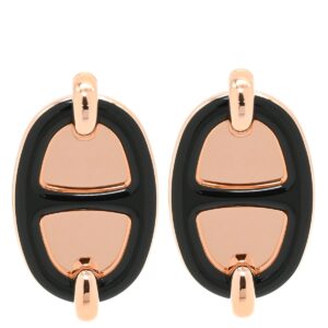 エルメス HERMES ピアス ミニマイヨン GP エナメル ブラック ローズゴールド金具 シェーヌダンクル ピンクゴールド 新品 未使用 【箱】 【中古】未使用保管品