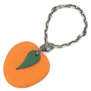 エルメス HERMES キーホルダー プルーン フルーツポルトクレ レザー オレンジ シルバー金具 アプリコット フルーツモチーフ チャーム 【中古】中古美品