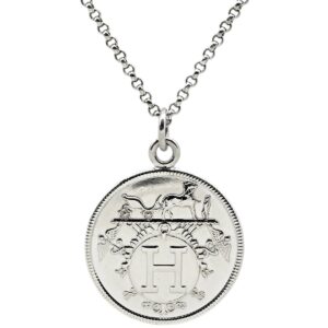 エルメス HERMES ネックレス エクスリブリス ペンダント MM シルバー×ピンクゴールド 3WAY コインモチーフ SV925 AG925 18K PG 【ケース】 【中古】