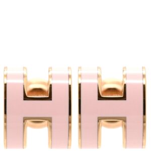 エルメス HERMES ピアス ポップアッシュ Hピアス ミニ GP エナメル ローズドラジェ×ローズゴールド PG金具 Hモチーフ RG PG ピンク 【箱】 【中古】中古美品