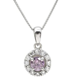 ネックレス ピンクダイヤモンド ピンク×ホワイトゴールド Au750 18K 18金 パヴェ フラワーモチーフ 花 【中古】