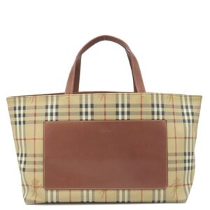 バーバリー BURBERRY トートバッグ ノバチェック トート コーティングキャンバス レザー アーカイブベージュ ゴールド金具 チェック柄 馬上の騎士 馬 【中古】中古美品