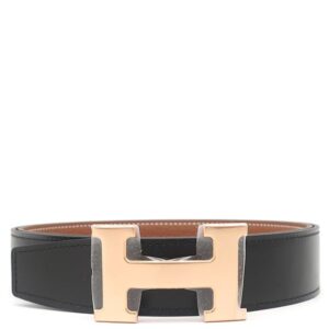 エルメス HERMES ベルト コンスタンスH トゴ ボックスカーフ ブラック×ゴールド #85 ピンクゴールド金具 新品 未使用 Hバックル リバーシブル PG RG W刻印(2024年製) 【箱】 【中古】未使用保管品