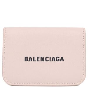 バレンシアガ BALENCIAGA 三つ折り財布 Cash ミニウォレット レザー ピンク シルバー金具 キャッシュ 593813 【中古】中古美品