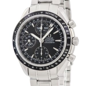 オメガ OMEGA スピードマスター デイデイト 3220.50.00 OH済 ブラック クロノグラフ スモールセコンド メンズ 腕時計自動巻き ブラック 【中古】
