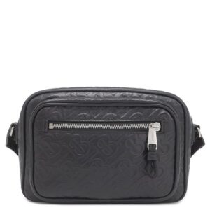 バーバリー BURBERRY ショルダーバッグ TBモノグラム カメラバッグ レザー ブラック シルバー金具 黒 【保存袋】 【中古】