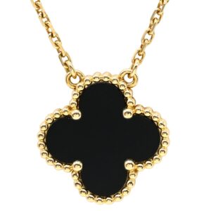 ヴァンクリーフアーペル Van Cleef & Arpels ネックレス ヴィンテージ アルハンブラ ペンダント ブラック×イエローゴールド Au750 18K 黒 オニキス VCARA45800 【修理証明書】 【中古】新品同様品