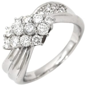 リング 指輪 ダイヤモンド 1.03ct プラチナシルバー プラチナ Pt900 パヴェ メレダイヤ ウェーブ 流線型 リボンモチーフ 18.5号 【中古】中古品