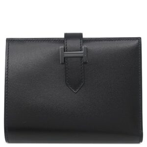 エルメス HERMES 二つ折り財布 ベアンコンパクト ボックスカーフ ブラック ブラック金具 新品 未使用 オールブラック モノクローム 2025年製 K 【箱】 【中古】未使用保管品