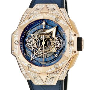 ウブロ HUBLOT ビッグバン ウニコ サンブルーII キングゴールド 418.OX.5108.RX.1604.MXM20 OH済 K18 ダイヤ メンズ 腕時計自動巻き ブルー 【中古】