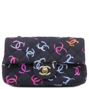 シャネル CHANEL ショルダーバッグ ミニ マトラッセ 20 ファブリック レザー ネイビー×マルチカラー ゴールド金具 紺 ココマーク チェーンショルダーバッグ A69900 ランダムシリアル 【箱】 【中古】