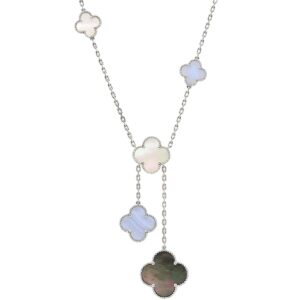 ヴァンクリーフアーペル Van Cleef & Arpels ネックレス ヴィンテージ アルハンブラ ホワイトゴールド×マルチカラー カルセドニー マザーオブパール3色 VCARN18900 【ケース】 【中古】