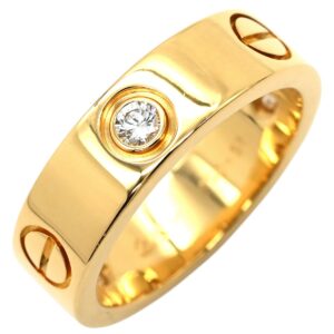 カルティエ Cartier リング 指輪 ラブリング ハーフダイヤ イエローゴールド #51(JP11) LOVE Ring 750 18K 18金 3P 3石 3粒 ダイヤ 11号 B4032400 【中古】