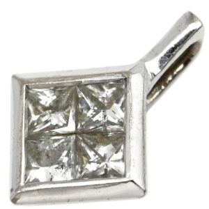 ペンダントトップ ダイヤモンド 0.30ct ホワイトゴールド 4石 4P プリンセスカット 四角 ペンダントヘッド ネックレストップ チャーム 18K 750WG 【中古】